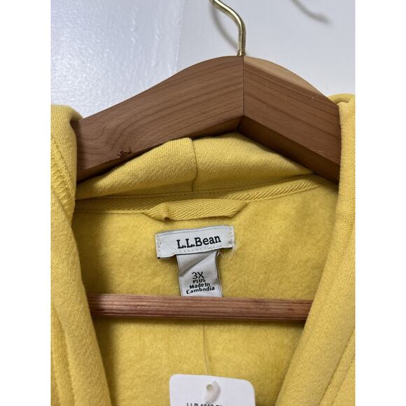 LL Bean Womens Fleece Lined Full Zip Hoodie Size 3X Yellow Cozy Lounge Pockets - Picture 4 of 7